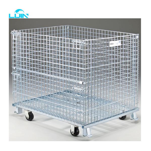 Industrial Transport Storage Equipment Folding Wire Mesh Roll Container Cages Trolleys
