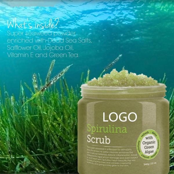 Le corps naturel de soins de la peau de Spirulina frottent le sel de la mer 250g morte empêchent des rides