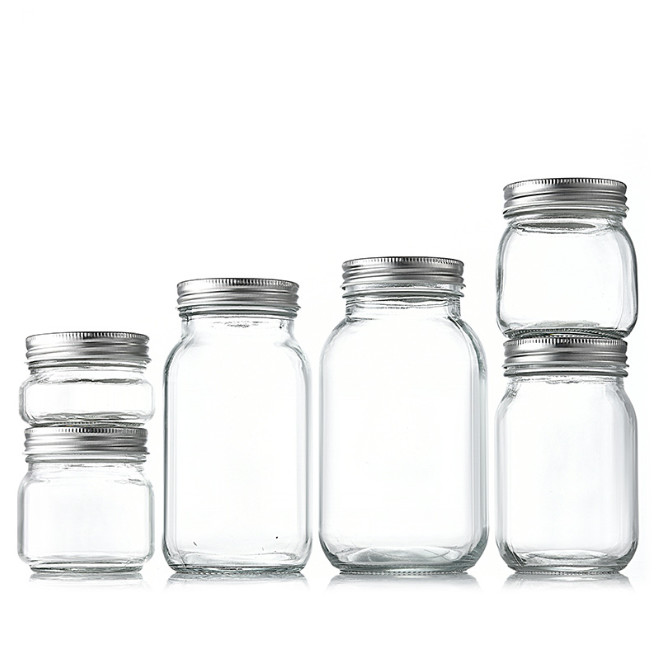 Стеклянный Mason Jar 8oz 240ml Прозрачный широкий рот хранилище пищи банка для консервирования с крышкой