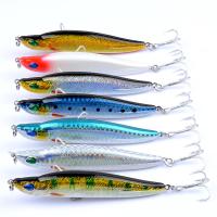 7 Cores 9/.5CM/17G 6#*2 Ganchos Mar Rio Long Shot plástico Hard Bait Sinking lápis de pesca isco