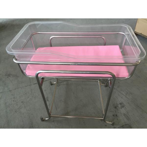 Hôpital médical pour nouveau-nés et nourrissons Berceau berceau chariot en acier inoxydable avec plateau en plastique