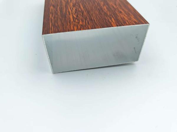 Powder Coated Aluminium Profiles , Rectangle Wood Grain Aluminum Profiles