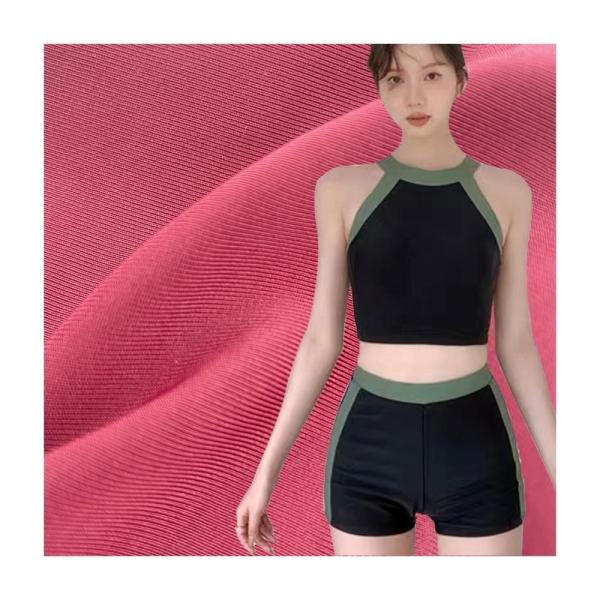 T-shirt de ioga Tops desportivos Tecido de tricô com 4 caminhos de alongamento em mistura de poliéster spandex