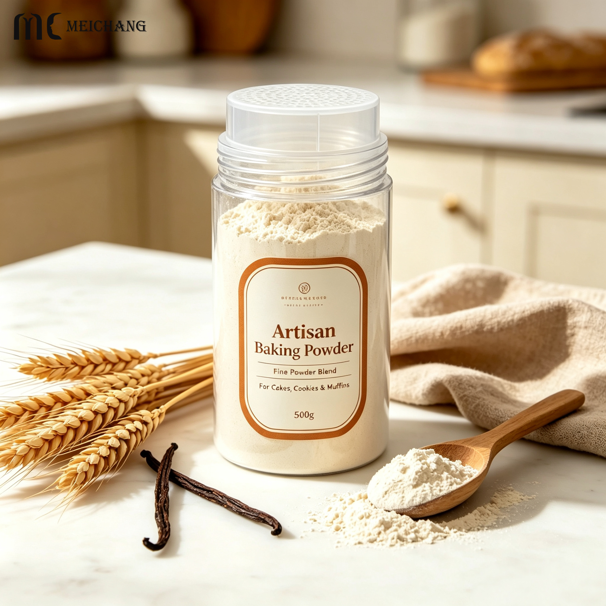 100g Plastic Powder Shaker Bottle with Double Cap for Spices & Baking Powders (MC-1511)