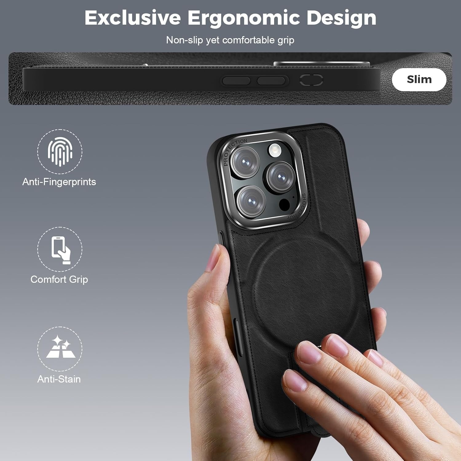 Magnetic Invisible Stand Case for 16 Pro (2024)-Protective Kickstand Cover with Plain Design Mobile Phone Cases