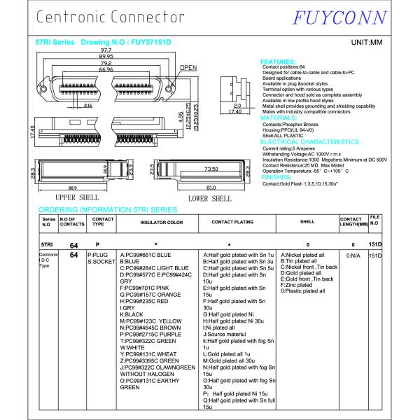 Черное пластичное разъём-вилка пар IDC крышки 32/мыжской разъем Pin