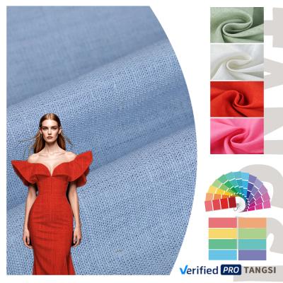 Factory Wholesale Custom Slub Textured Linen Viscose Fabric for Women's Clothing Low Price Dress Material Stretch Feature Woven