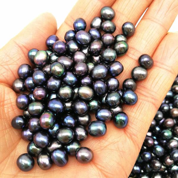Wholesale AAA Grade 6-7mm and 7-8mm no hole Rice Shape Black pearl  Freshwater Loose Pearl Beads