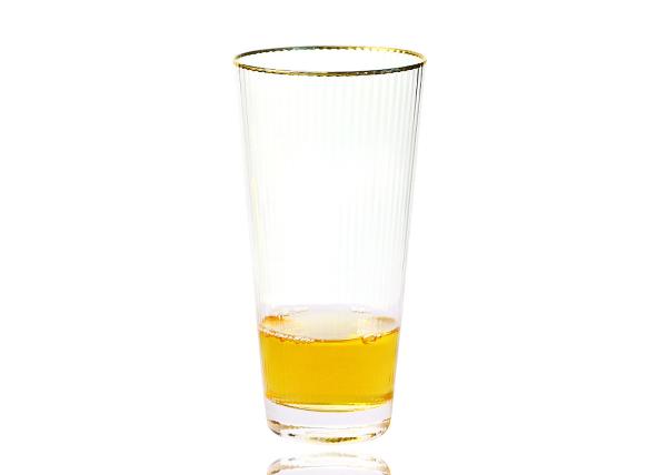 Optic Texture Hand Blown Gold Rim Highball Glasses , Electroplating 17 Oz Drinking Glasses