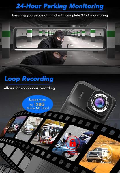 4K IPS RoHS Voice Control Dash Cam 10.88 Inch FHD Rear View Mirror