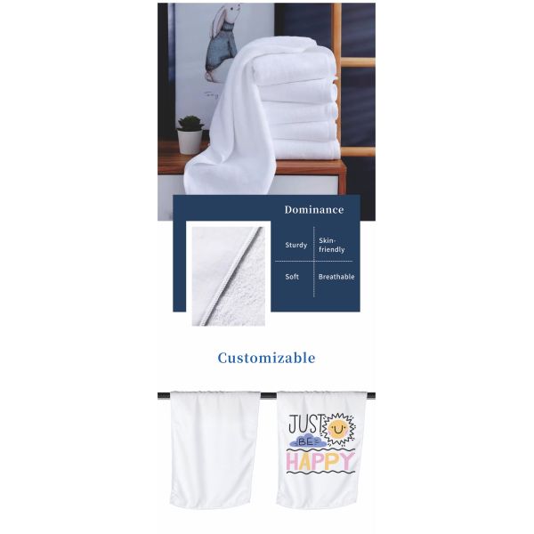 ZELOYAUT 100% Cotton Soft White Sublimation Face Towel for Home Customized logo 5 Star Hotel Face Towels for Sublimation