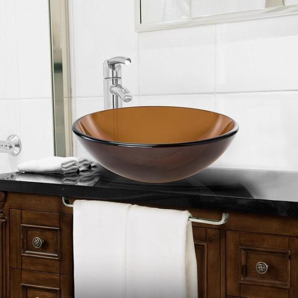 Tea Bronze Multi Colored Kitchen Bathroom Sinks Top Mount Tempered Glass