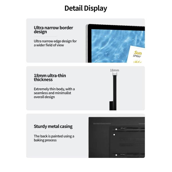 75-дюймовый настенный цифровой вывесок 3840*2160 с временем отклика 8 мс