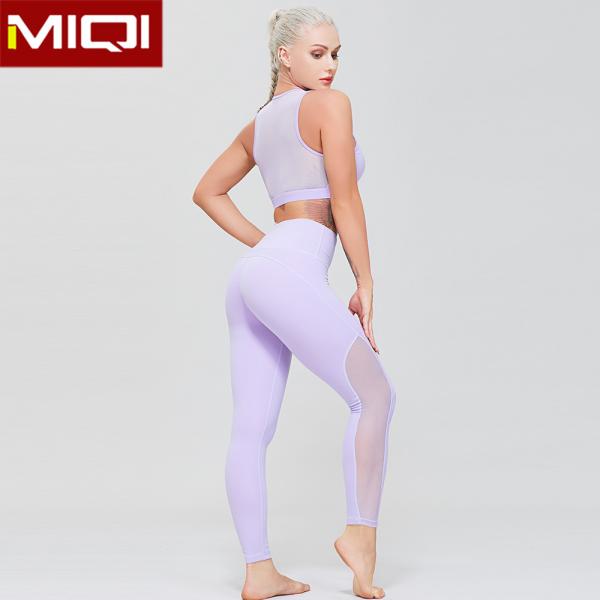 Women Fitness Yoga Set High Waisted With Mesh Deisgn Gyms Pant
