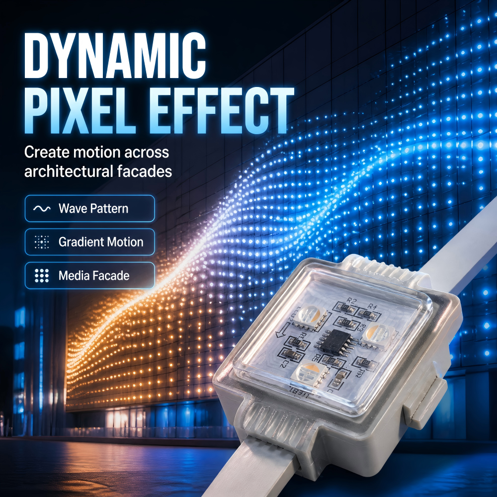 Square Flat LED Pixel Lights 0.75W DC12V DMX512 RGB RGBW For Architectural Facade Lighting