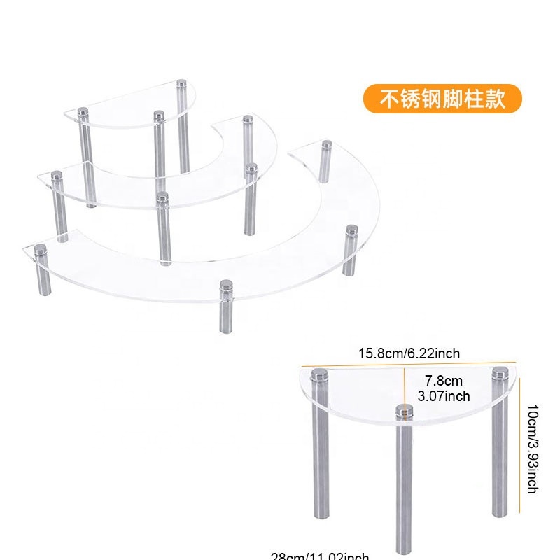 2025 Best Sell Acrylic 3 Layer Cake Ladder Display Rack Standing Type Perfume Party Dessert Storage Rack