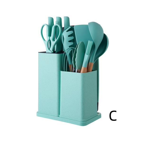 19 Pcs Wooden Handle Silicone Kitchenware Set for Cooking Tools and Stocked Restaurant