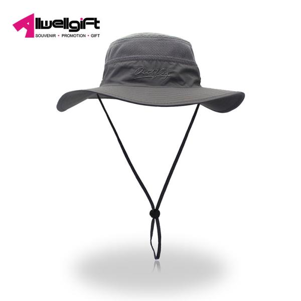 Breathable Custom Logo Hats Mens Fishing Hat Sun Protection with long string