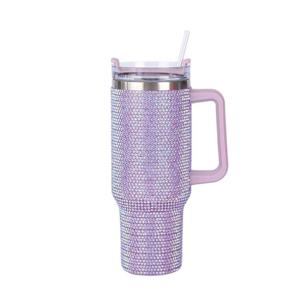 Customizable Reusable Cold Color 300ml/400ml Double Wall Cup with Diamond Studded Lid