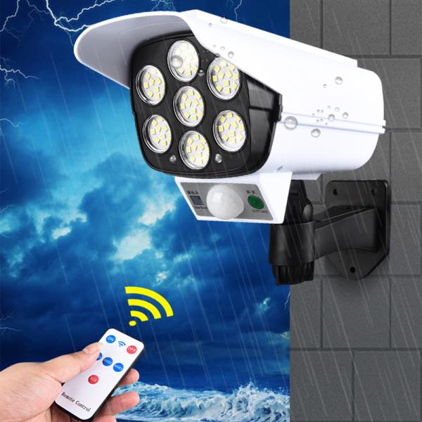 LED Solar Light Motion Sensor Security Dummy Camera Wireless Outdoor Flood Light IP65 Waterproof Lamp 3 Mode For Home Garden