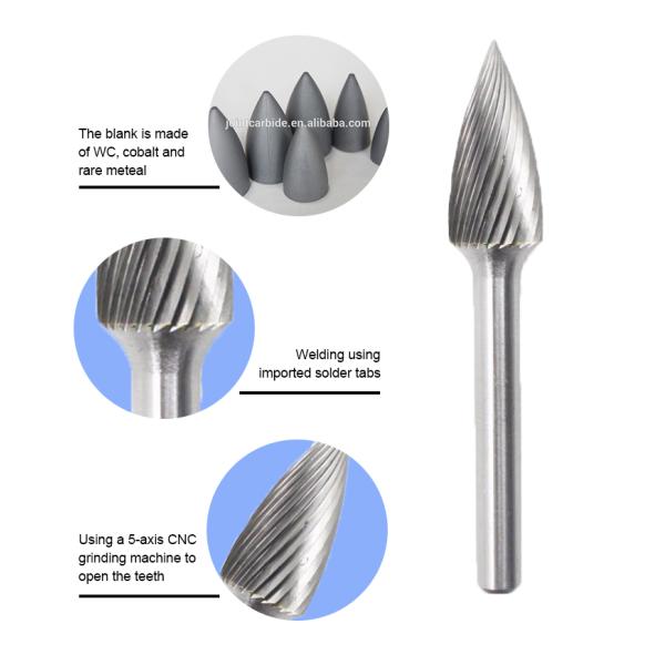 Заусенцы карбида удаления металла профессионала 6мм подгоняли твердость удара размера