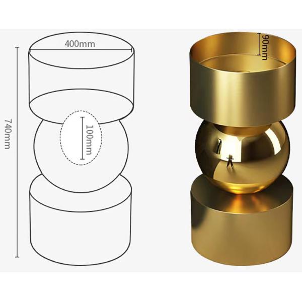 Cylindrical Bathroom Freestanding Basin Modern Style Brushed Gold Color
