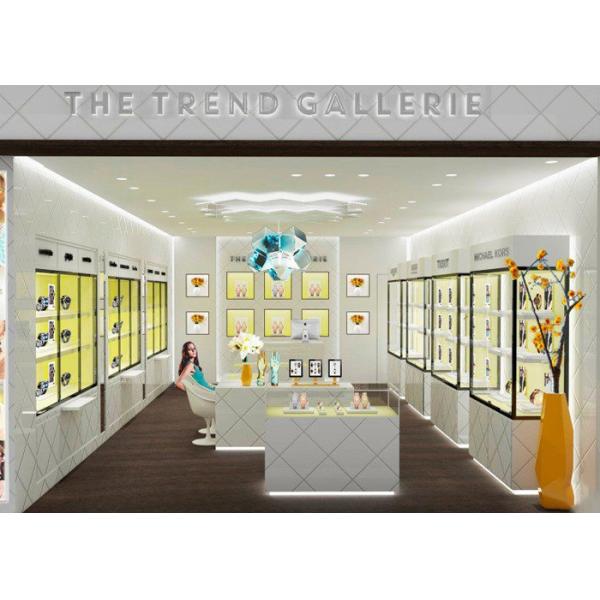 Retail Shop Jewelry Display Cases Beige With Lacquer Finished