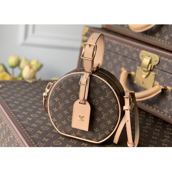 Ladies Leather 7.5cm Circular Push Lock Crossbody Bag With Mental Ornament