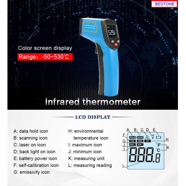Color Screen Display Non Contact Infrared Thermometer Self Calibration GM333A GM333 GM533 GM533A