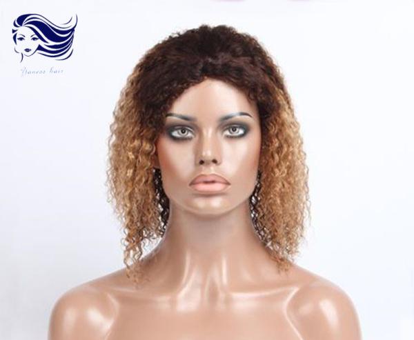 Cor curto de Ombre das perucas do cabelo humano das perucas encaracolado do laço da parte dianteira do cabelo humano
