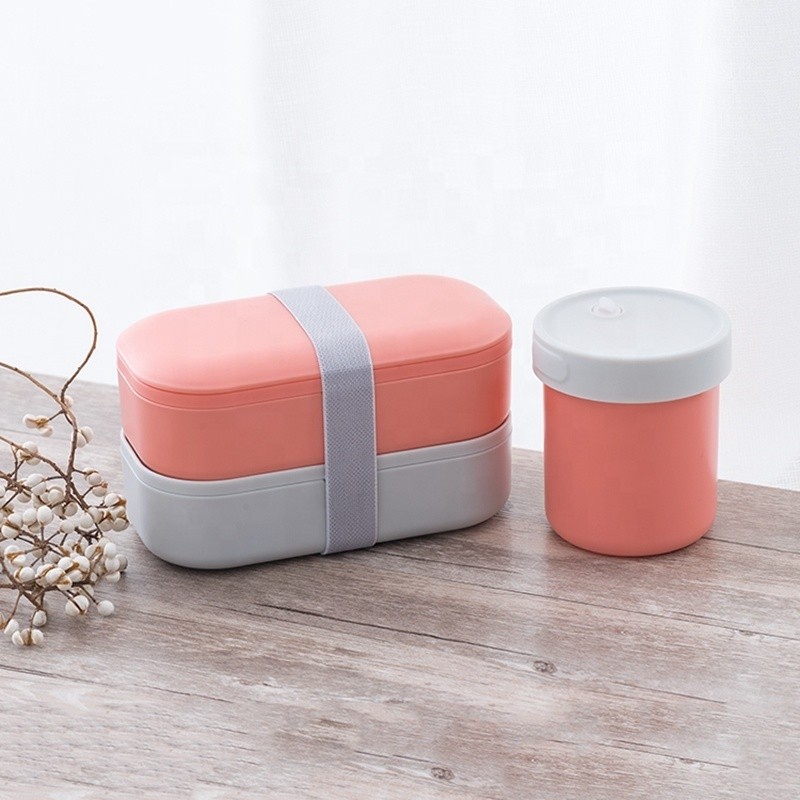 Japanese Bento On-the-Go Double Layer Food Grade Lunch Box Set Eco Plastic BPA Free