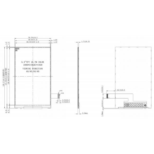 Модуль TFT LCD с читаемым солнечным светом 5,5 дюйма интерфейс MIPI 1920 X 1080 точек