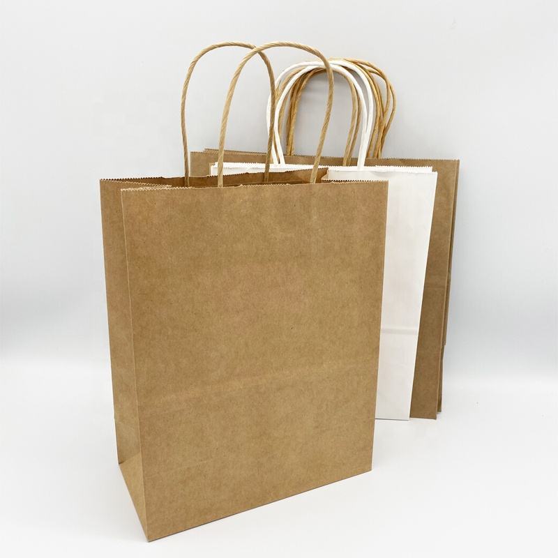 Recyclable Kraft Paper Bags Designed For Retail Food Packaging Shopping And Gift Wrapping With Custom Printing And Durable Construction