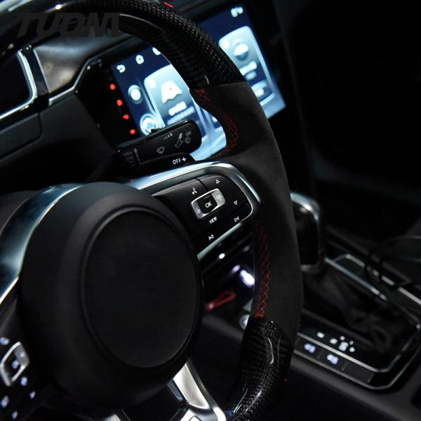 350mm Volkswagen Steering Wheel Carbon Fiber Black PU Leather