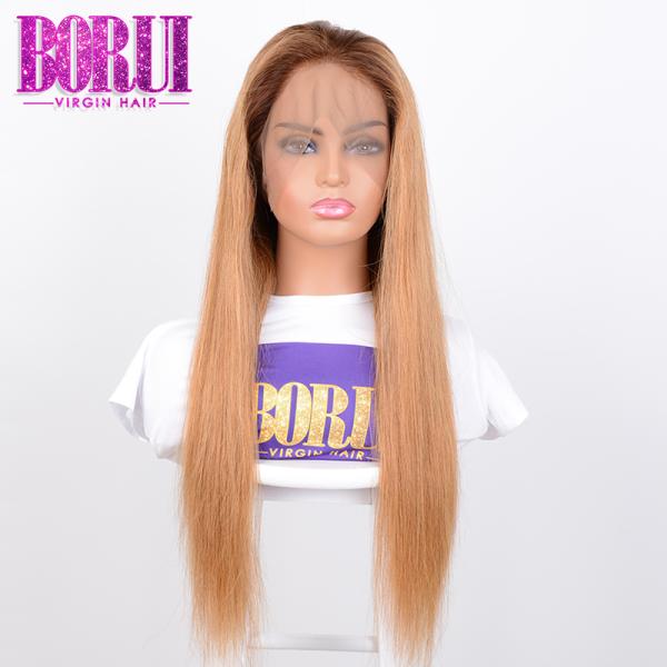 Bob Lace Front Wigs With Baby Hair #27 With Brown Roots Customized Style