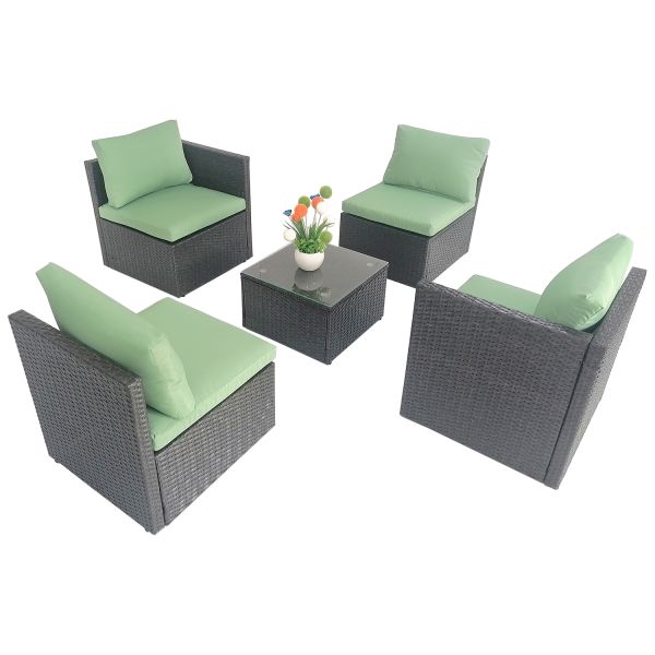 Mini Size Cheap Price Metal Frames High Quality Wicker Garden Furniture Set of 5 Sofas