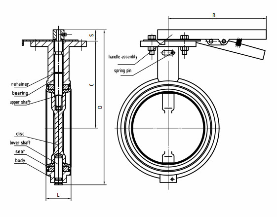 2 Inch Manifold Control Valve Ductile Iron Wafer Type Butterfly Valve DN50 - DN200