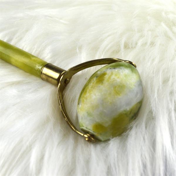 Custom Logo Availabled 100% Natural Xiuyan Jade Face Guasha Roller Green Jade Facial Gua Sha Massager Stone Skin Care
