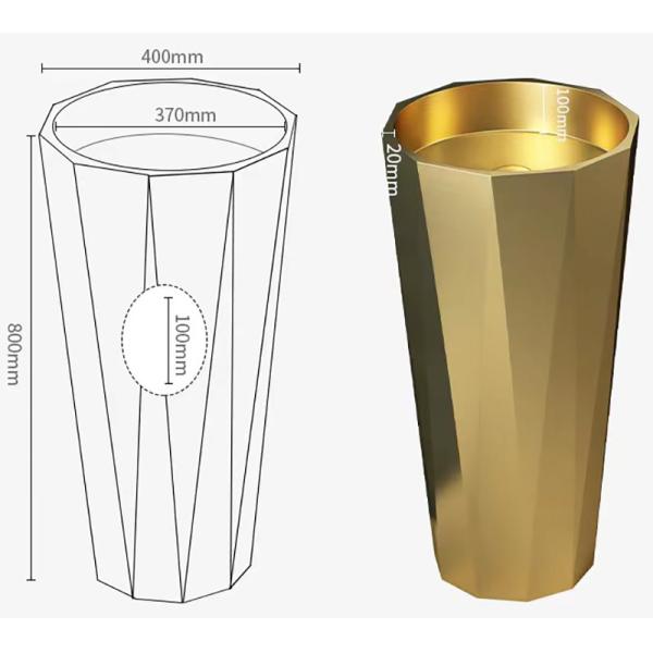 304 Stainless Steel Column Pedestal Sink For Hotel Clubhouse Bathroom