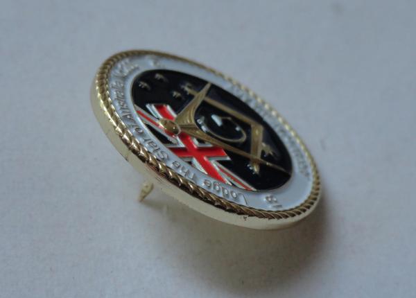 3D Brass Stamping AF & AM Lapel Pin, Rope Edge Soft Enamel Pin with Gold Plating