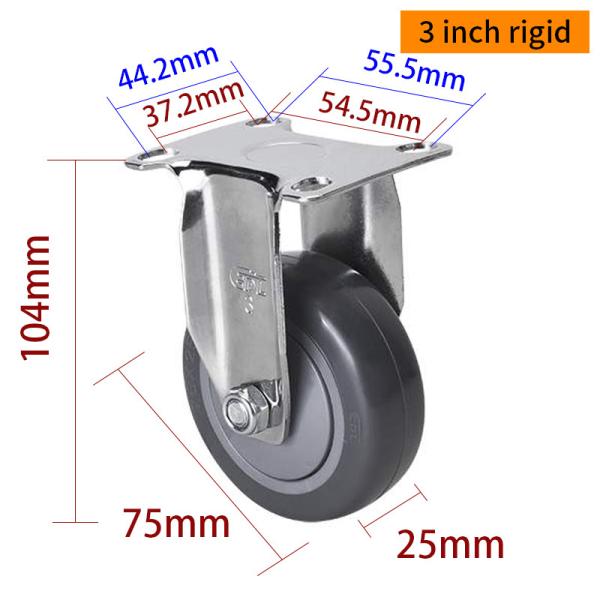3 Inch Metal Caster Wheels Industrial Light Duty Castors 3723P-77