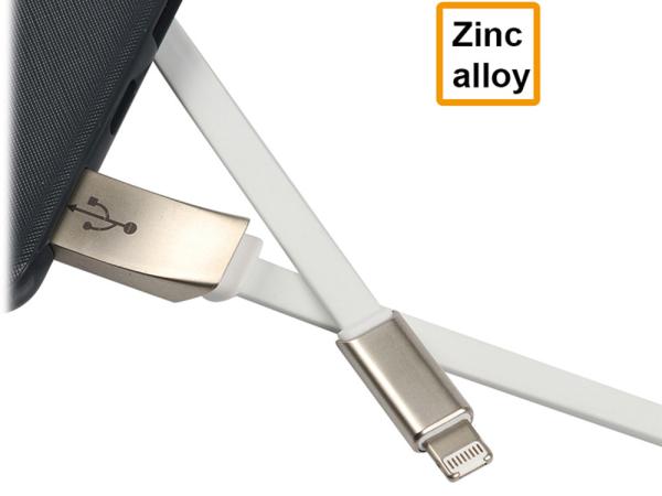 Metal Head Micro Flat USB Cable 3D Zinc Alloy For Samsung With Length 100cm