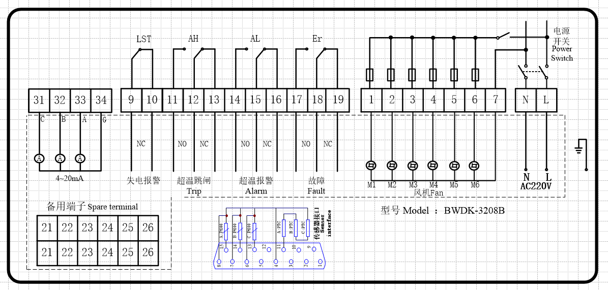IP67 220V Transformer Temperature Controller Anti Interference 4-20mA