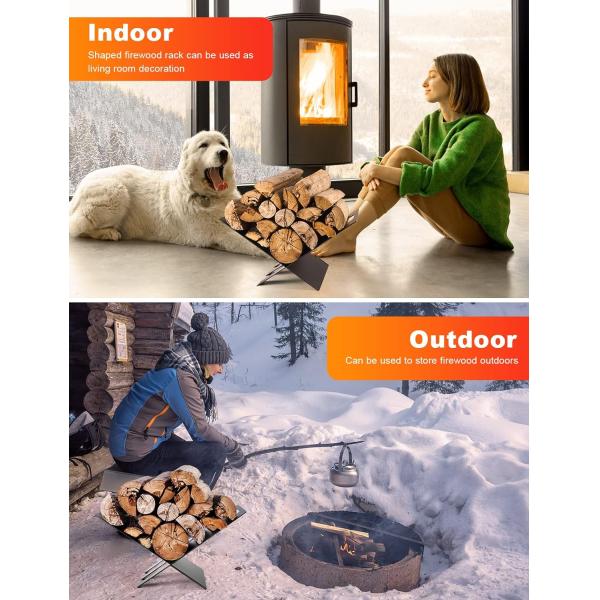 Камин Древесина Хранилищная рама Крепление Черное Покрытие Силы Внутренний Хранитель бревна для наружного использования