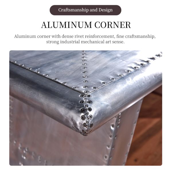 Nidea #8310 intage Industrial Style Distressed Finish Aluminum Rivets Personalized Durable Rectangular Airplane Wing Desk