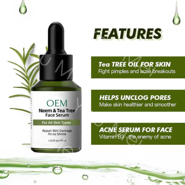 100% Natural Tea Tree Hyaluronic Vitamin C Serum Skin Damage Products