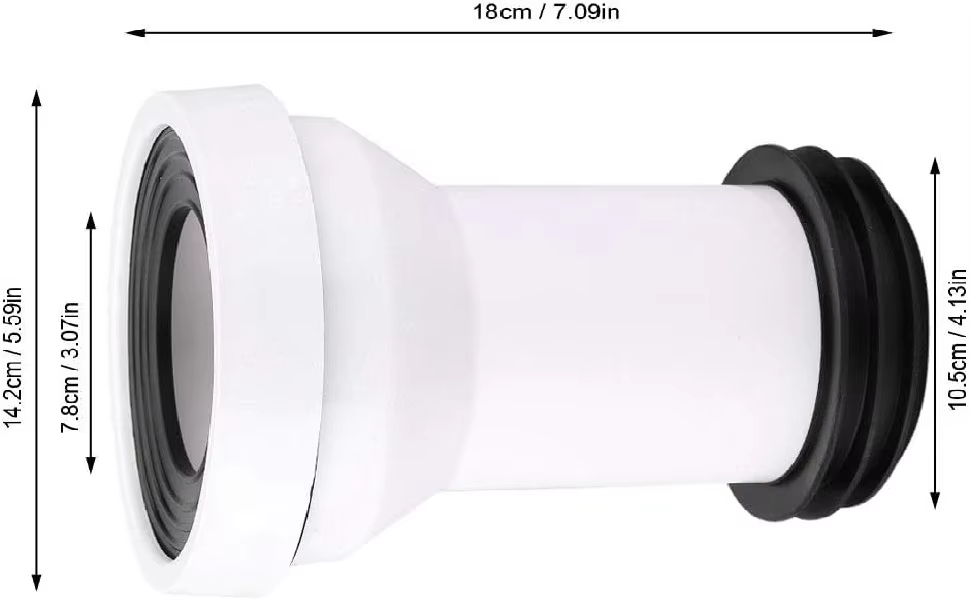 White Straight Pipe Of The PP Toilet Tray Connector With Rubber Sealing Gasket