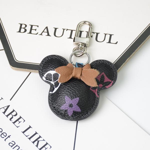OEM Leather Teddy Bear Keychain , 65mm Cute Keychains For Women