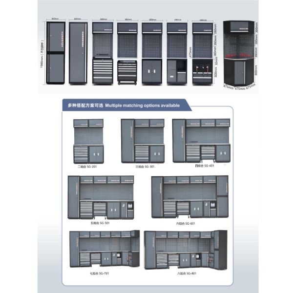 Garage Tool Cabinet Set for Car Repair Workshop Tools Storage Combo Made of 1.0mm Steel Strong and long lifetime