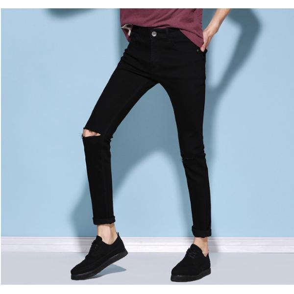 Breathable Mid Waist Men Pants Mens Skinny Jeans With Zippers